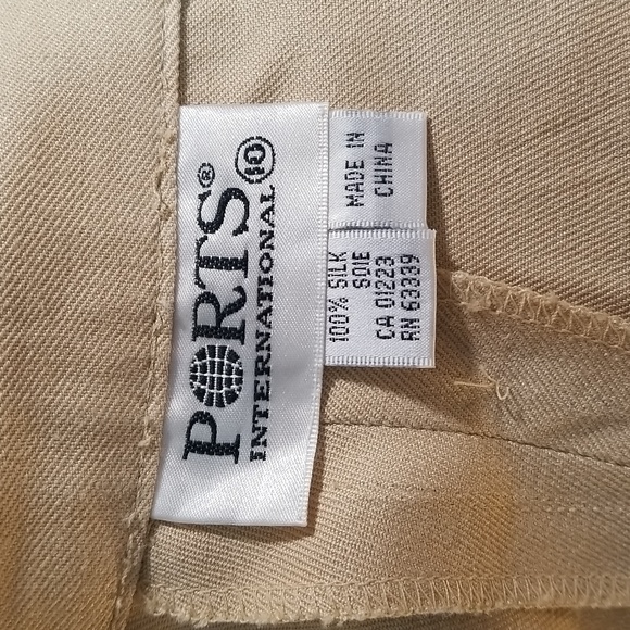 100% pure silk Ports International high waisted wide leg trousers side buttons - Picture 9 of 13